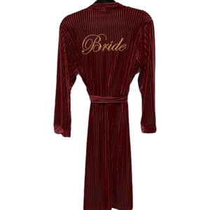 Boutique Velvet Robe Burgundy Embroidered Women Medium Bride Bachelorette Gift